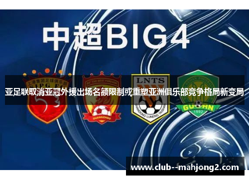 亚足联取消亚冠外援出场名额限制或重塑亚洲俱乐部竞争格局新变局